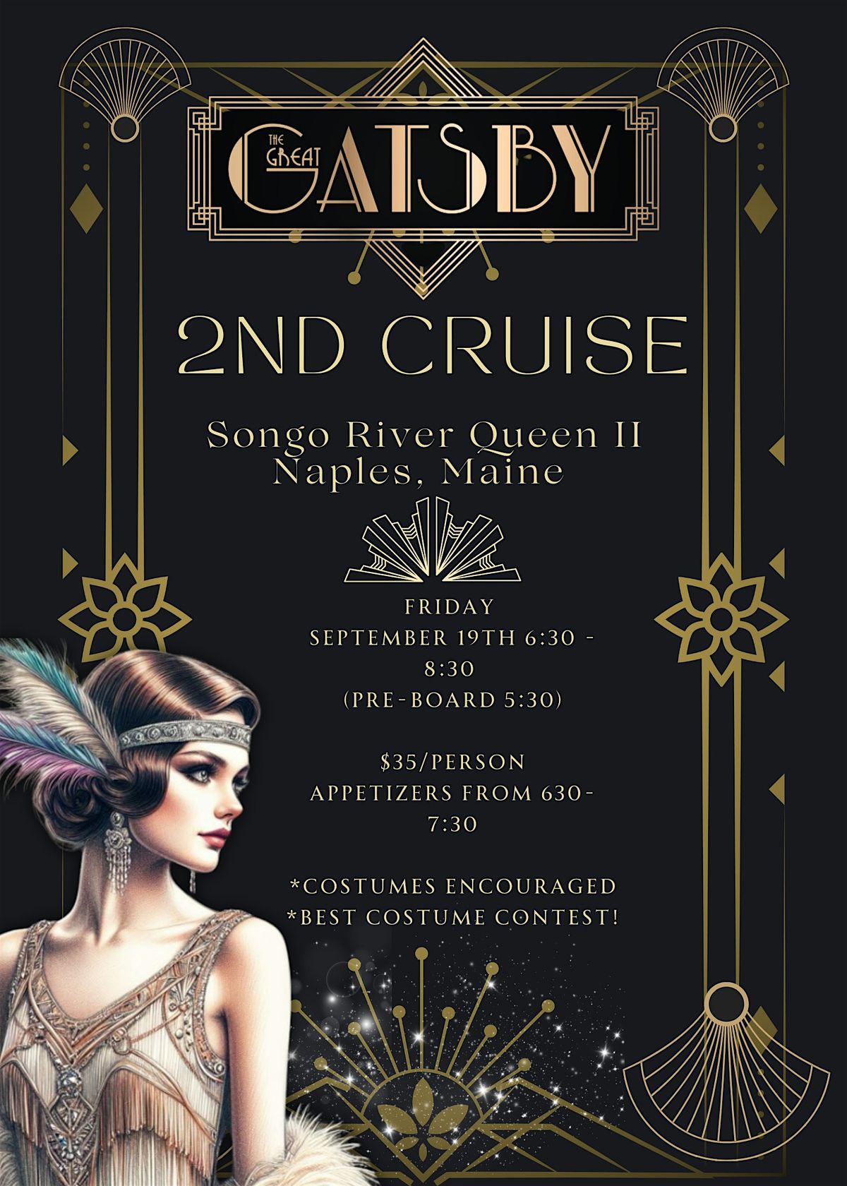 2nd GREAT GATSBY CRUISE ABOARD THE SONGO RIVER QUEEN  - NAPLES, MAINE!, 19 September | Event in Naples | AllEvents