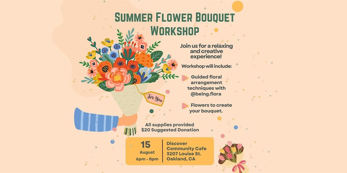 Summer Flower Arrangement Workshop, 15 August | Event in Oakland | AllEvents