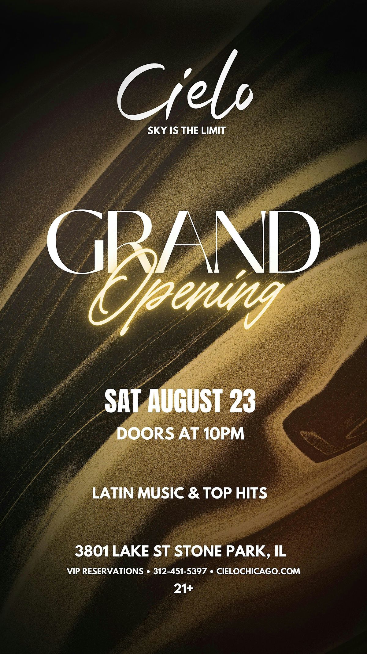 CIELO GRAND OPENING, 23 August | Event in Stone Park | AllEvents