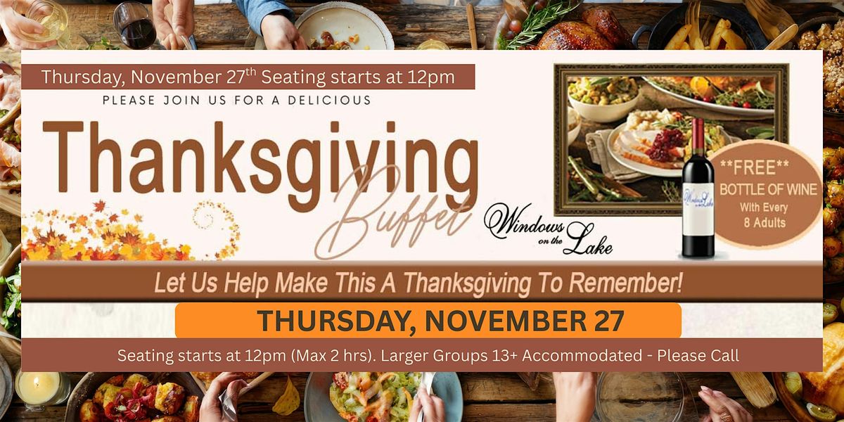 Thanksgiving Lunch & Dinner Stations Buffet Menu at Windows on the Lake, 27 November | Event in Lake Ronkonkoma