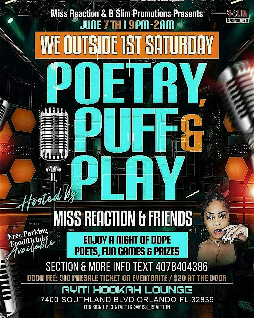 Poetry, Puff & Play, 7 June | Event in Orlando | AllEvents