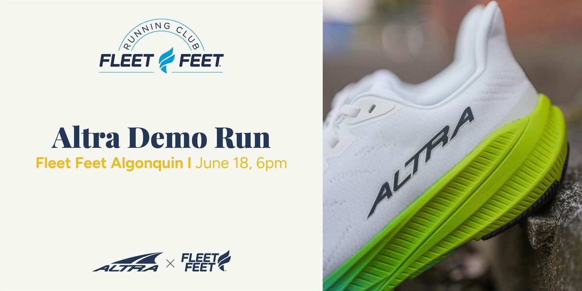 Fleet Feet Algonquin: Altra Demo Run, 18 June | Event in Algonquin | AllEvents