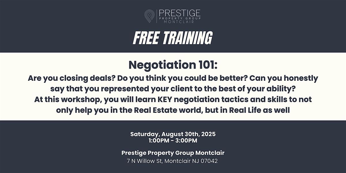 Negotiation 101, 30 August | Event in Montclair | AllEvents