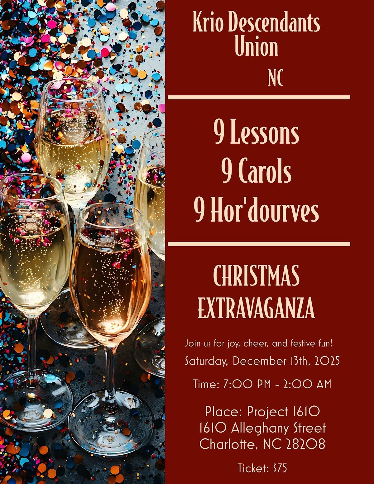 KDUNC 9 Lessons, 9 Carols, 9 Hors d'oeuvres & Party, 13 December | Event in Charlotte | AllEvents