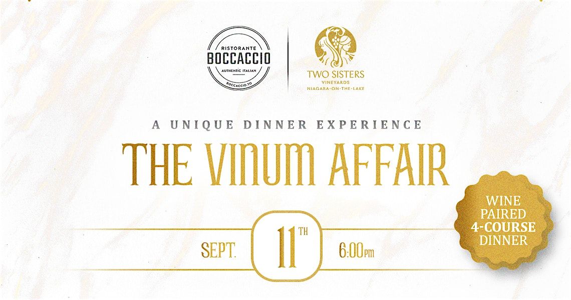 The Vinum Affair – Exclusive Wine‑Paired Four‑Course Dinner at Boccaccio, 11 September | Event in Toronto