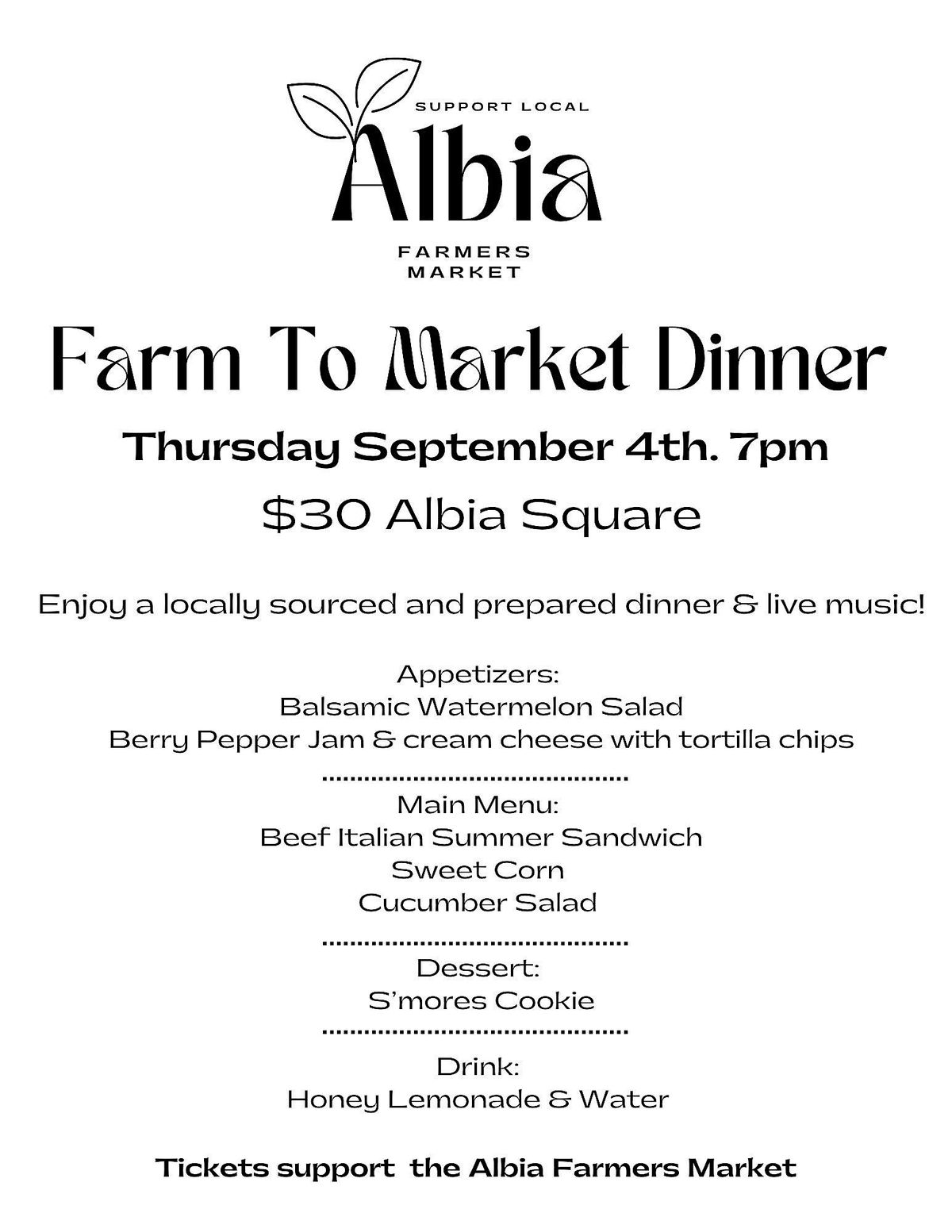 Albia Farm to Market Dinner, 4 September | Event in Albia | AllEvents