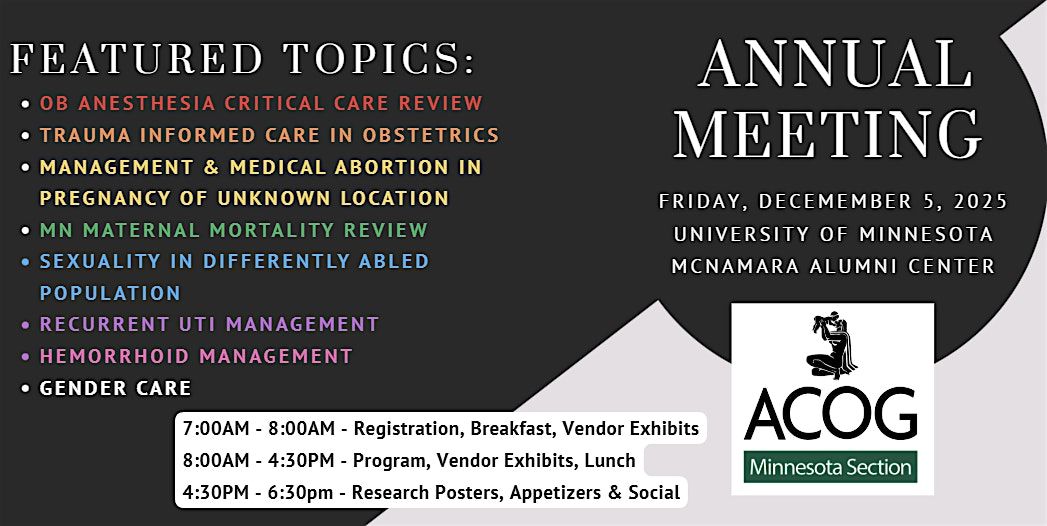 2025 Minnesota ACOG Annual Meeting - Registration, 5 December | Event in Minneapolis | AllEvents