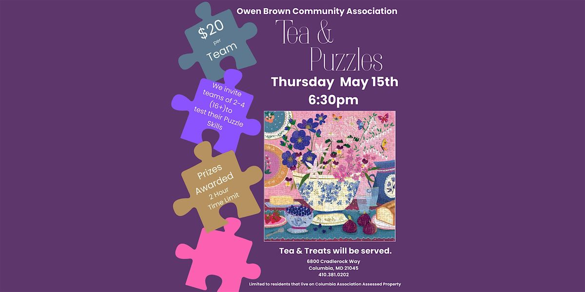 Tea & Puzzles, 15 May | Event in Columbia | AllEvents