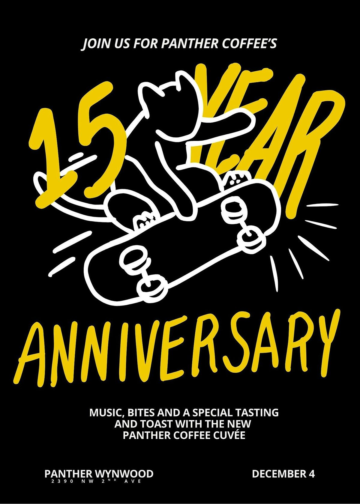 Panther Coffee's 15 year Anniversary!, 4 December | Event in Miami | AllEvents