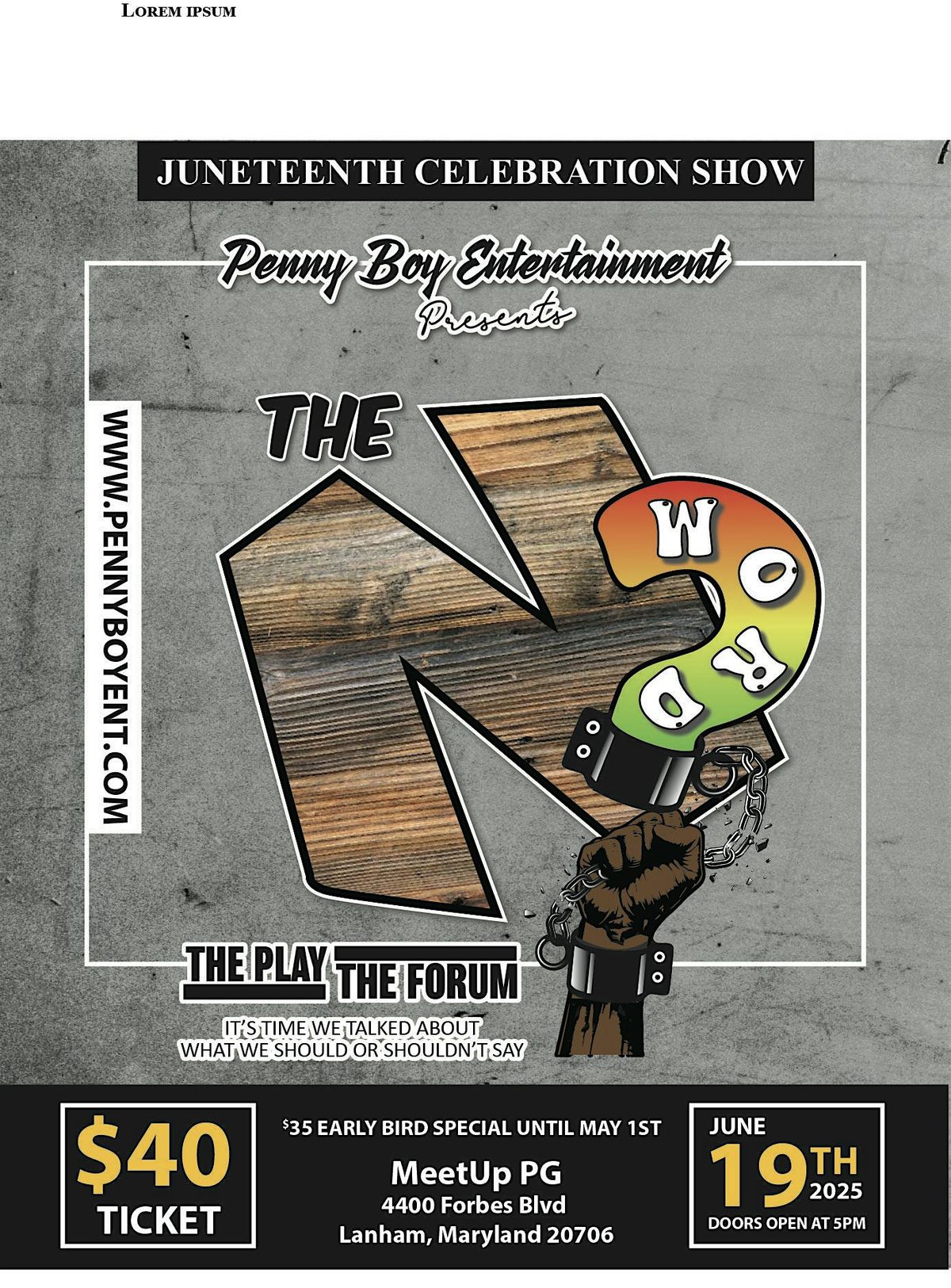 The N Word?, 19 June | Event in Lanham | AllEvents
