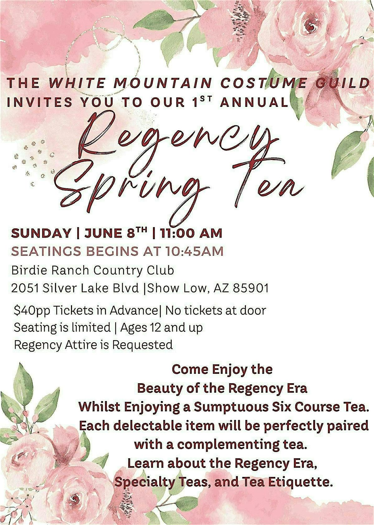 #WMCG Regency Spring Tea, 8 June | Event in Show Low | AllEvents