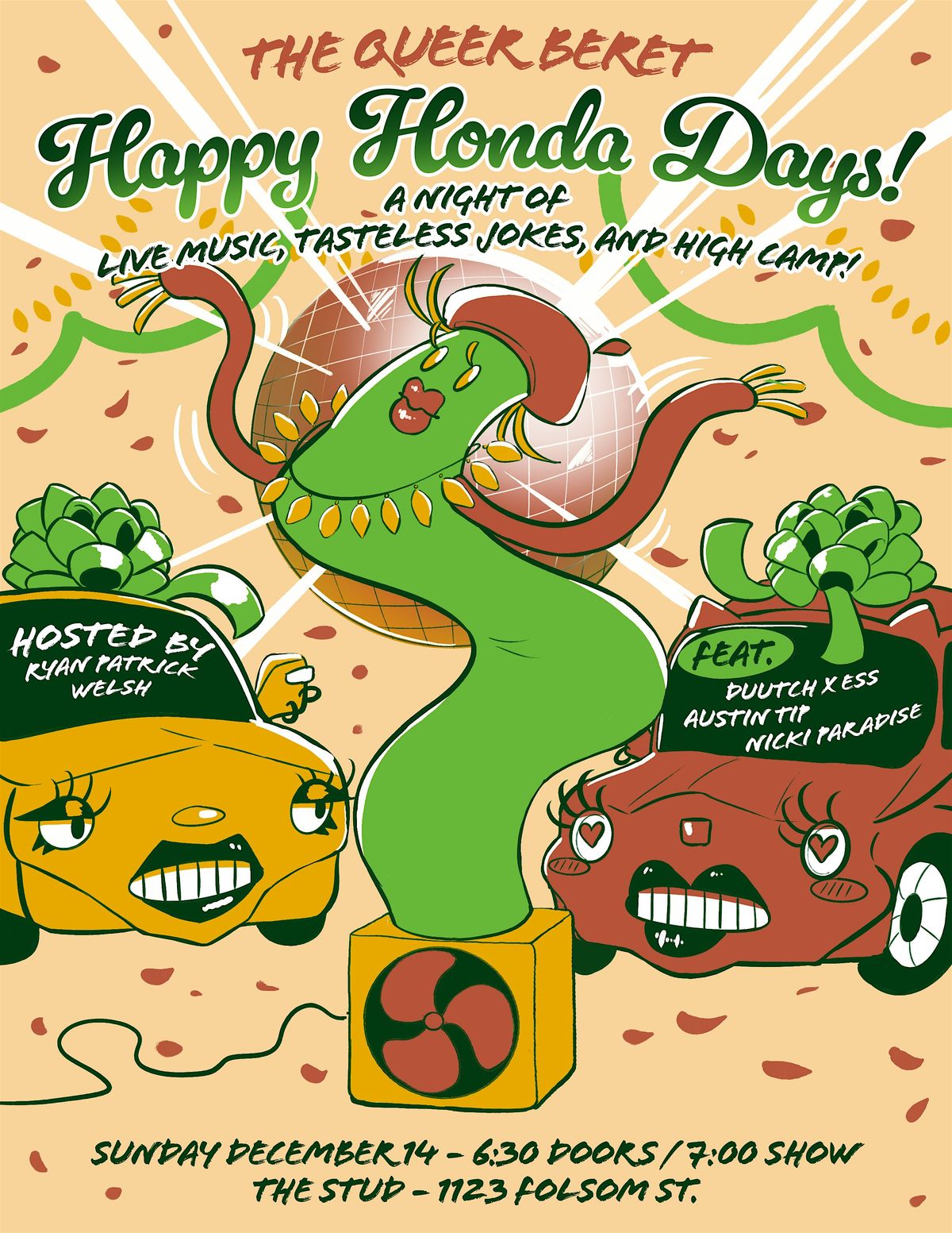 The Queer Beret: Happy Honda Days, 14 December | Event in San Francisco | AllEvents