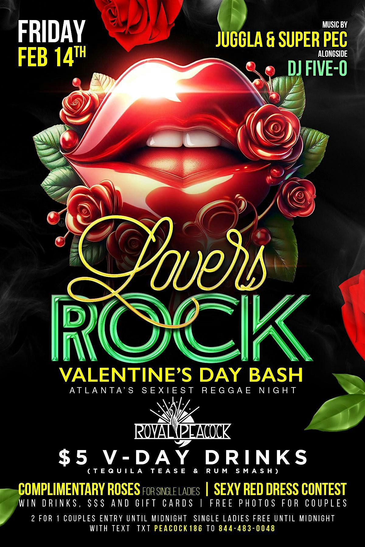 Valentines Day Bash @ THE ROYAL PEACOCK | ATLs Sexiest Reggae Night ...