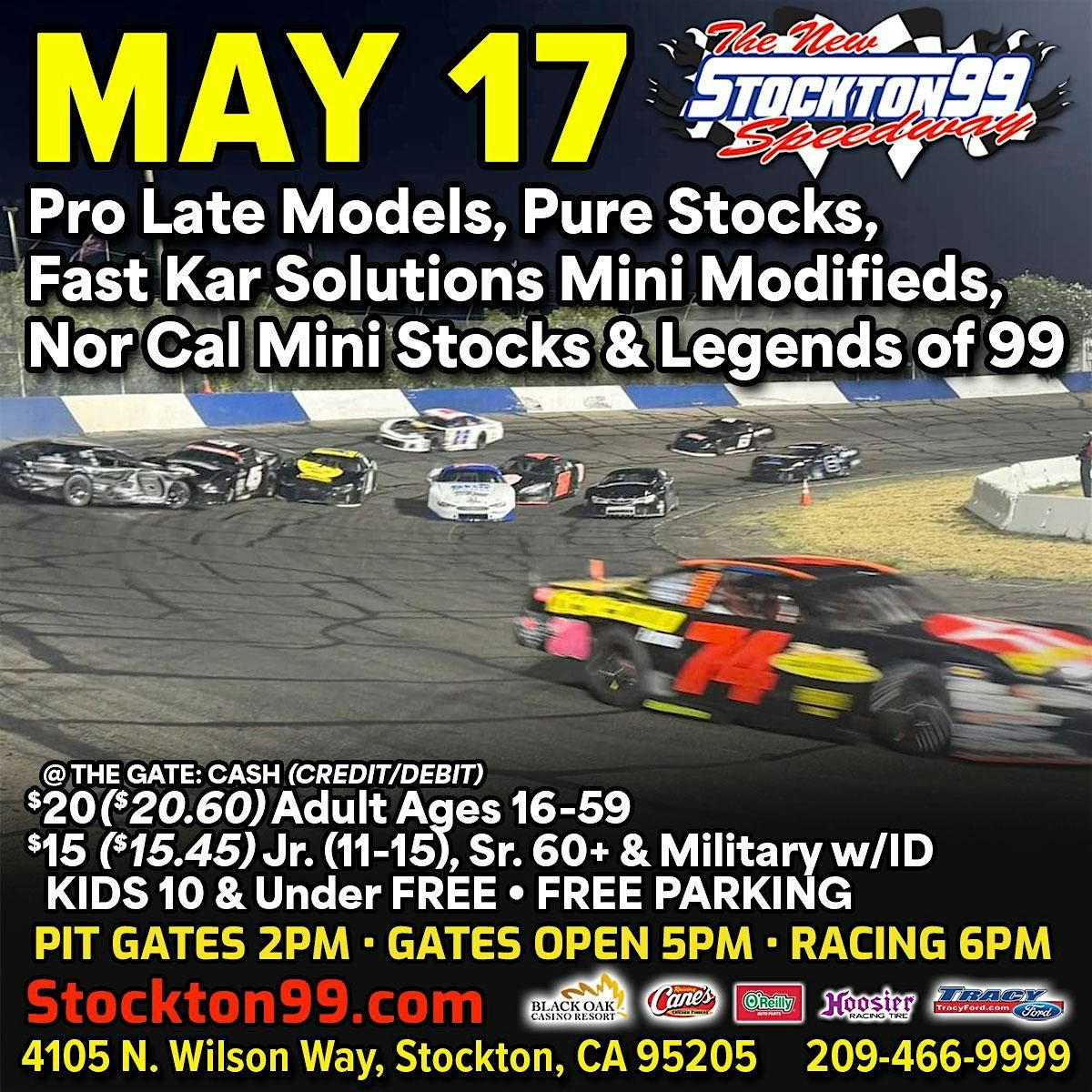 Pro Late Models, Pure Stocks, Mini Stocks & More @ the Stockton 99 Speedway, 17 May | Event in Stockton