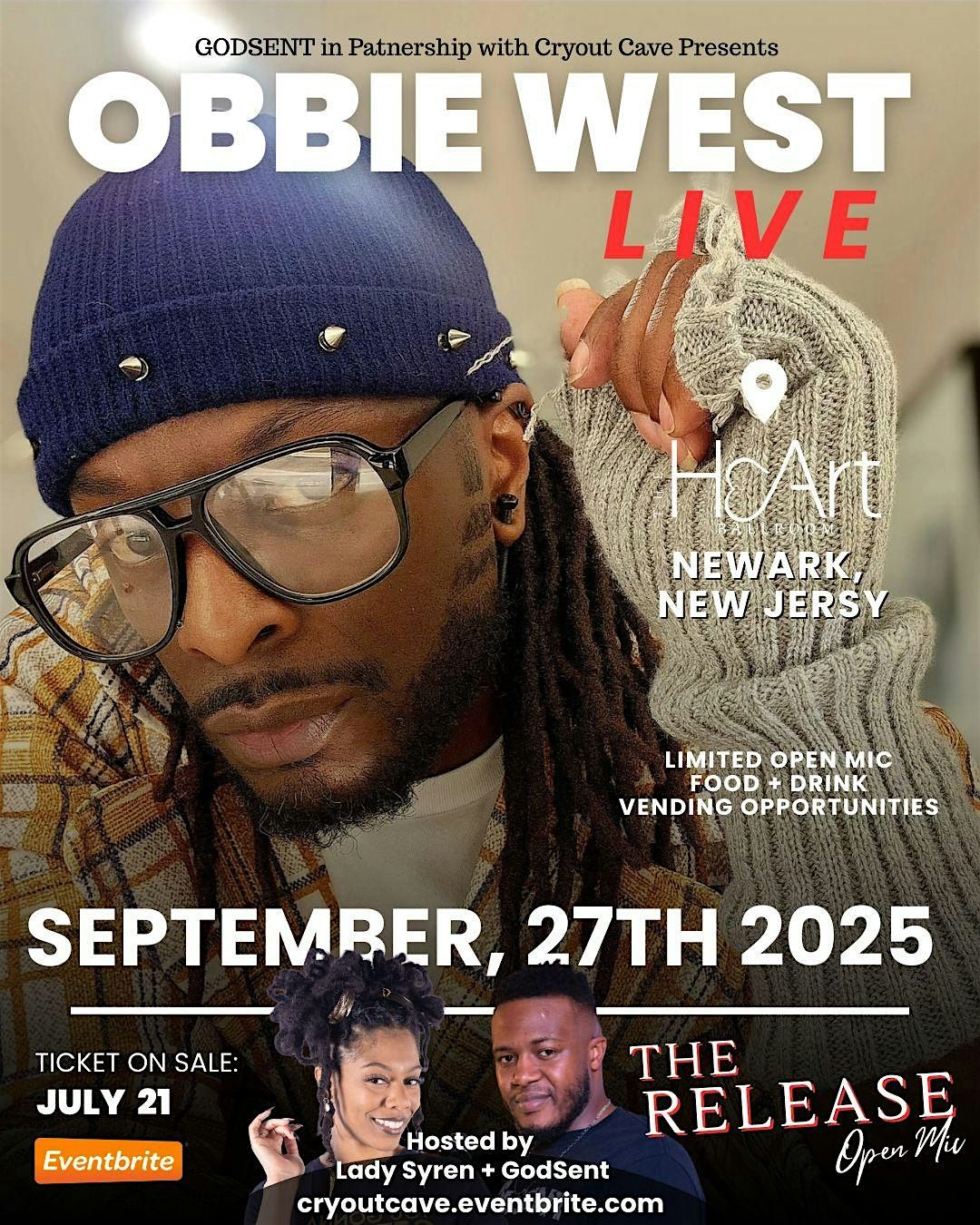 OBBIE WEST LIVE @ The Release Open Mic (NJ), 27 September | Event in Newark | AllEvents