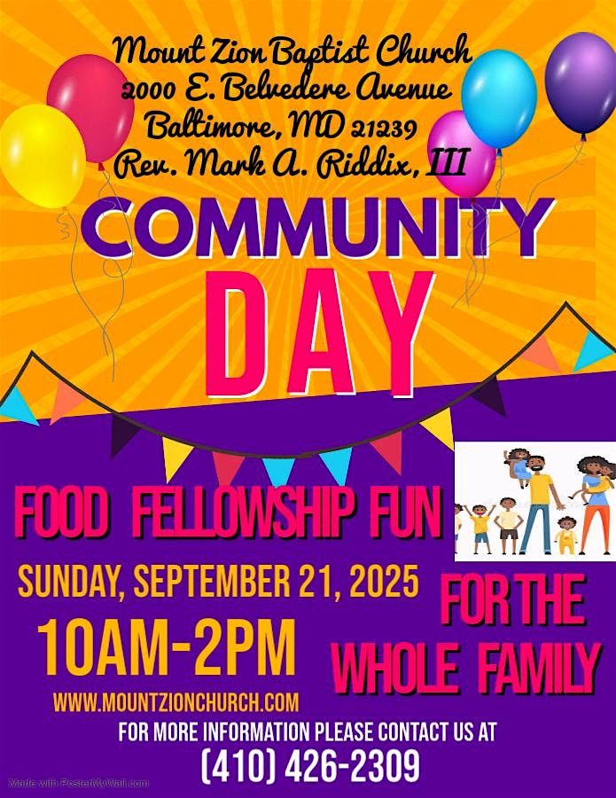 Mount Zion Baptist Church Community Day       FREE, 21 September | Event in Baltimore | AllEvents