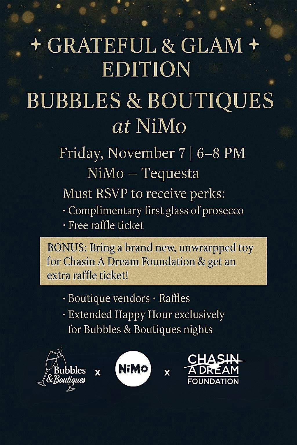 Bubbles & Boutiques : Grateful & Glam Edition, 7 November | Event in Tequesta | AllEvents