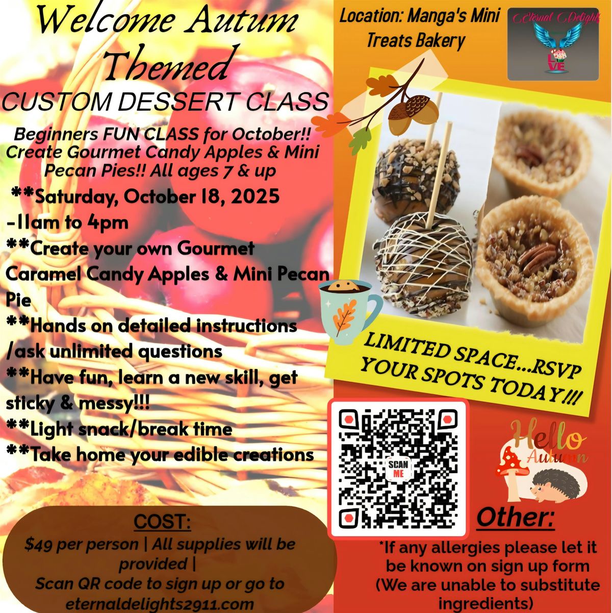 Welcome Autum Themed Dessert Class, 18 October | Event in Midlothian | AllEvents