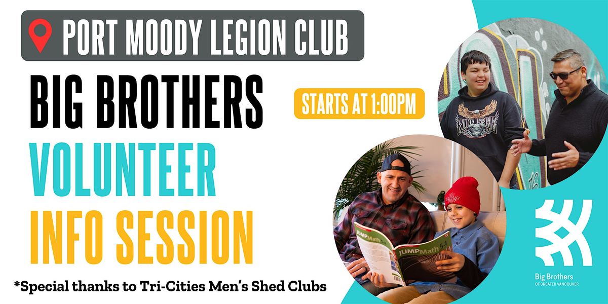 Big Brothers Volunteer Info Session (w/Men's Shed Coquitlam & Port Moody), 22 November | Event in Port Moody