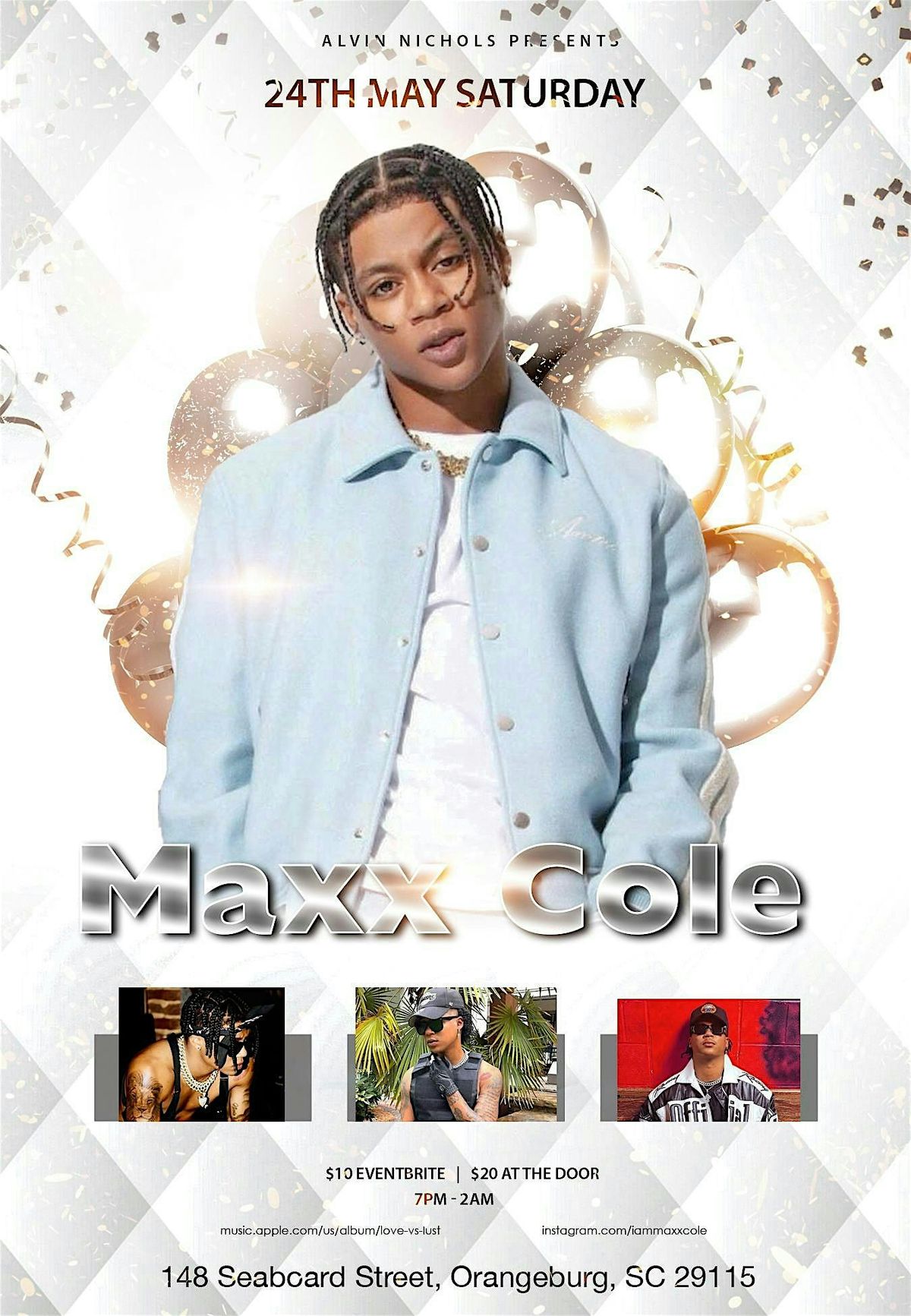 Edisto Beer Garden's Music Series: Alvin Nichols presents, MAXX COLE, 24 May | Event in Orangeburg | AllEvents