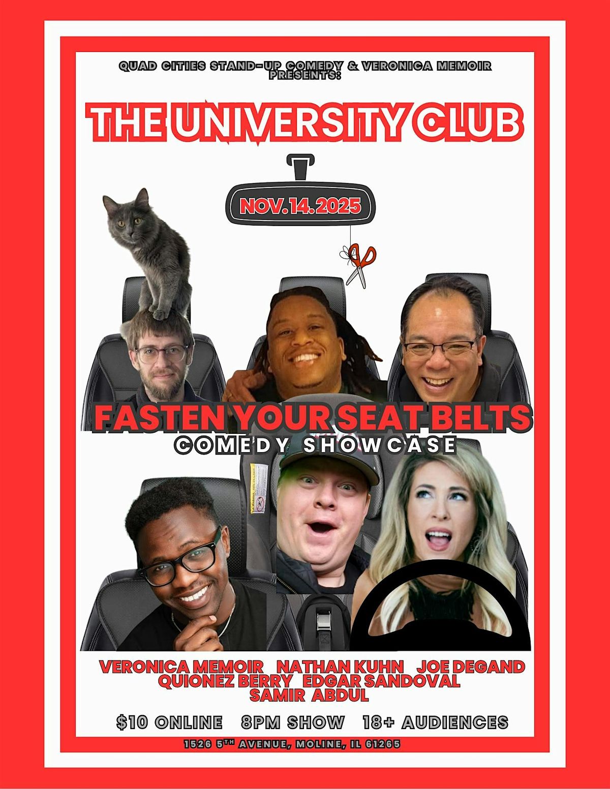 FASTEN YOUR SEAT BELTS COMEDY SHOWCASE, 14 November | Event in Moline | AllEvents