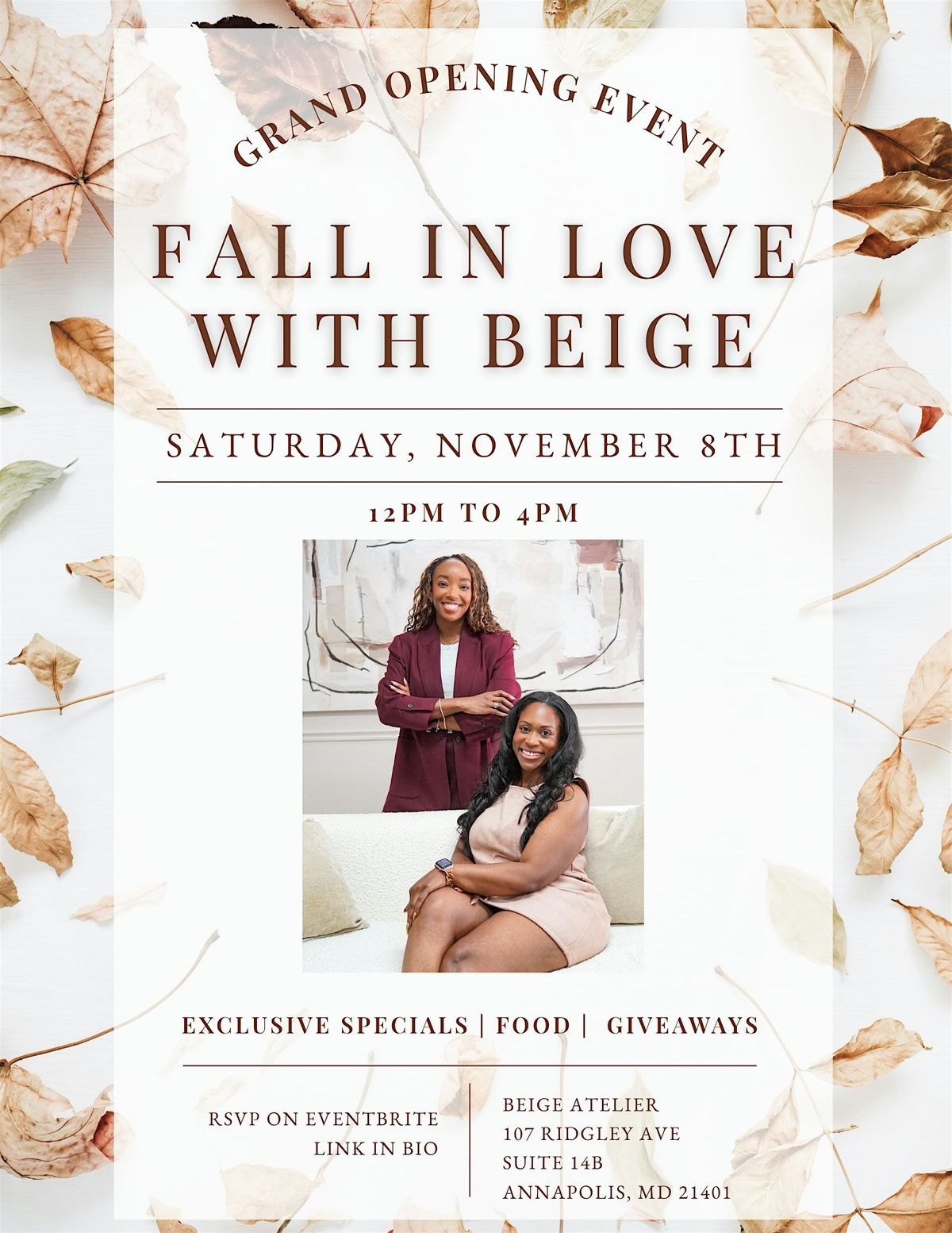 Fall In Love with Beige, 8 November | Event in Annapolis | AllEvents