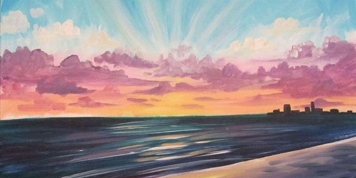 Golden Sunset Over a Color-Filled Horizon - Paint and Sip by Classpop!™, 23 July | Event in Austin | AllEvents