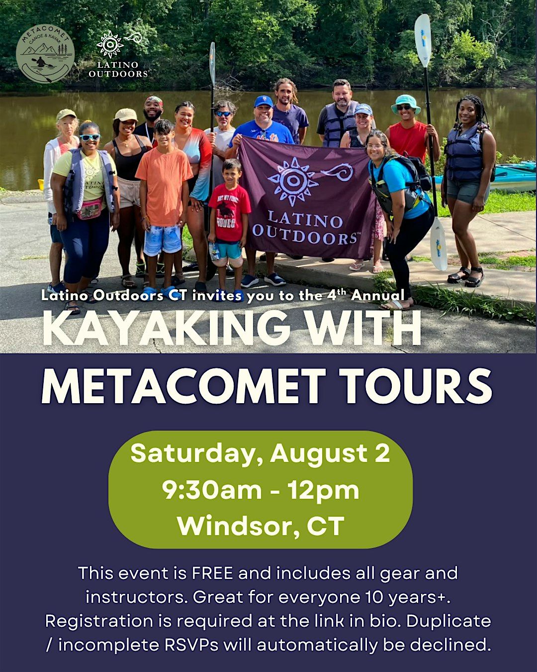 Latino Outdoors CT | Kayaking with Metacomet Tours, 2 August | Event in Windsor | AllEvents