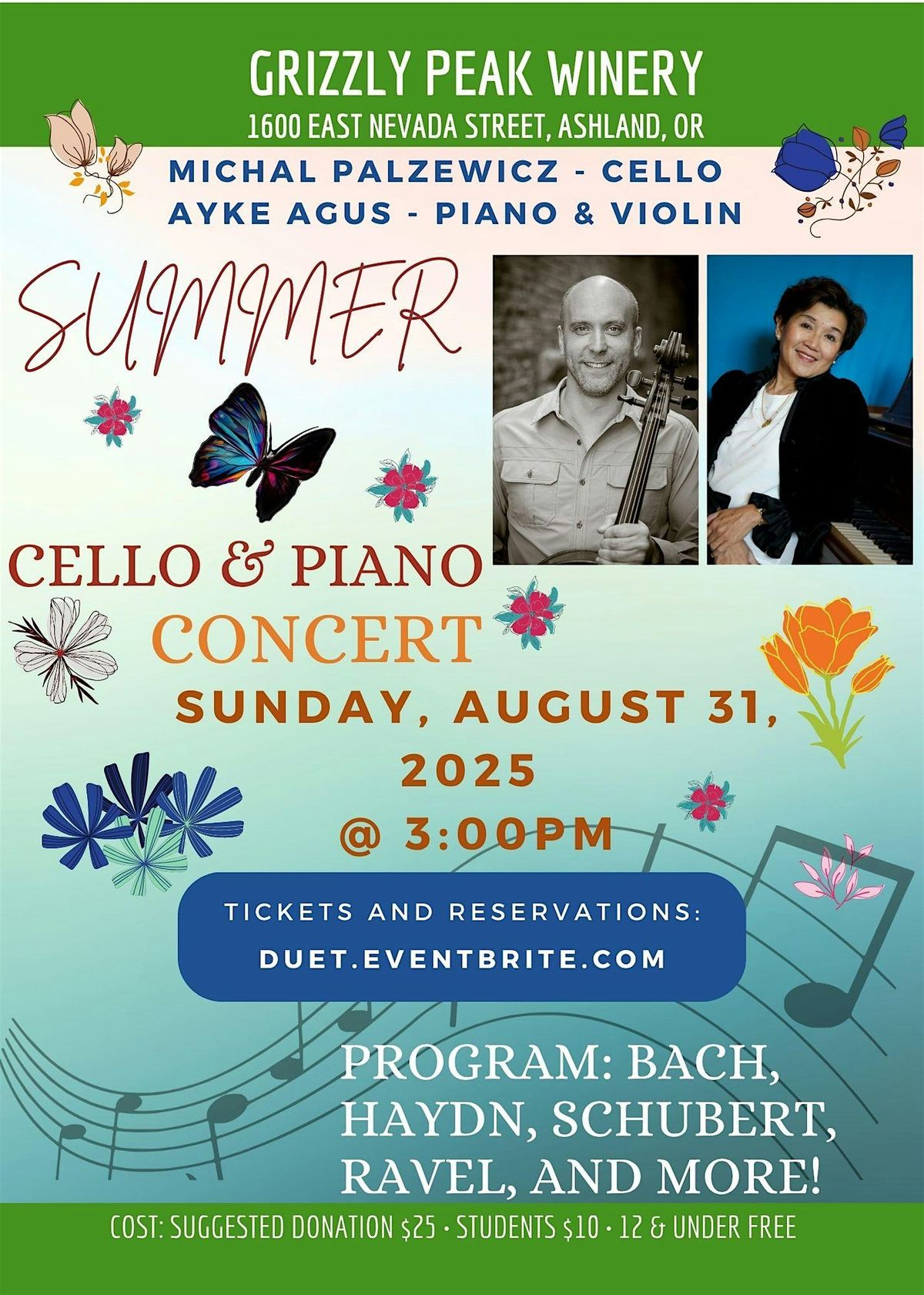 Summer 2025 Cello & Piano Concert with Michal Palzewicz and Ayke Agus, 31 August | Event in Ashland | AllEvents