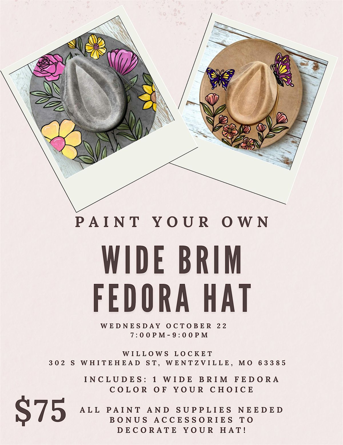Paint Party- Paint Your Own Wide Brim Fedora, 22 October | Event in Wentzville | AllEvents
