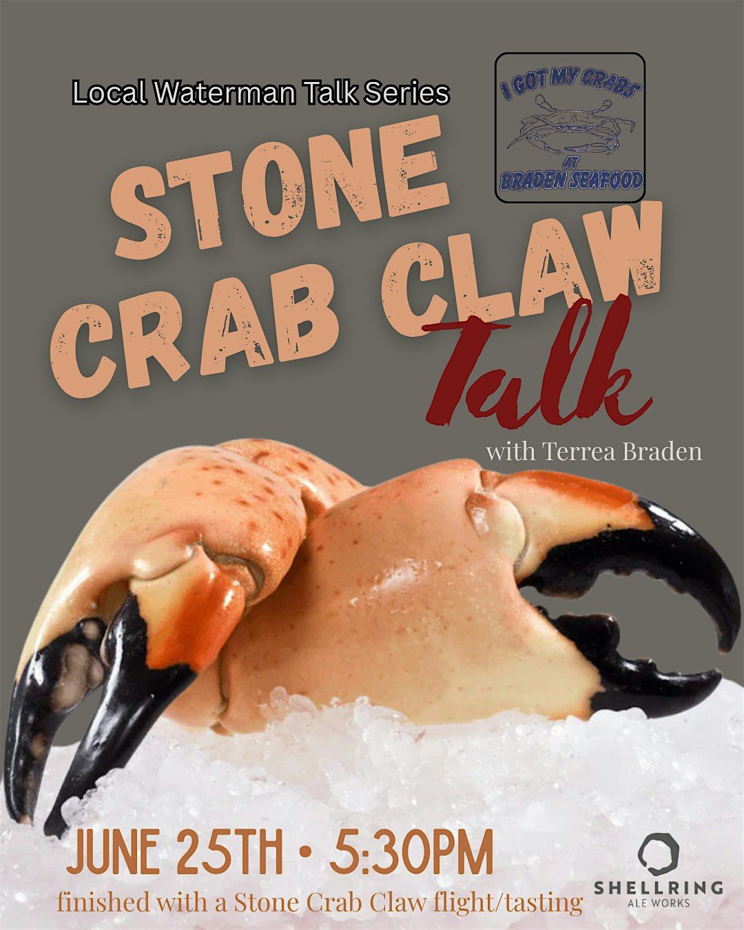Stone Crab Claw Talk with Terrea Braden at Shellring Aleworks, 25 June | Event in Port Royal | AllEvents