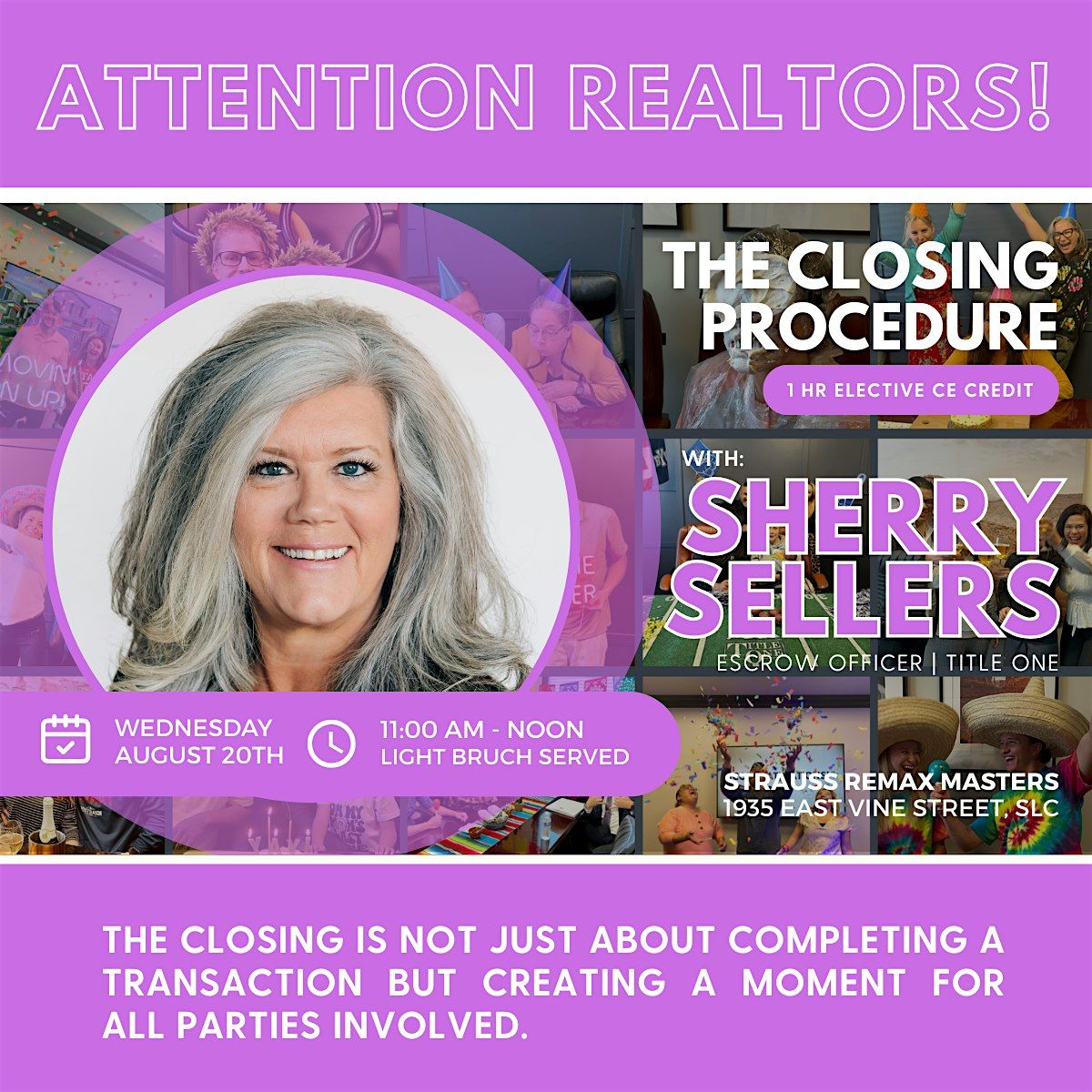 The Closing Procedure With Sherry Sellers, 20 August | Event in Murray | AllEvents