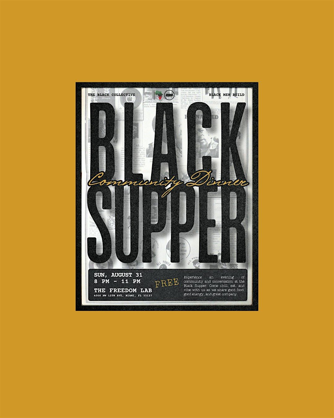 The Black Supper BLK AUG Community Dinner, 31 August | Event in Miami | AllEvents
