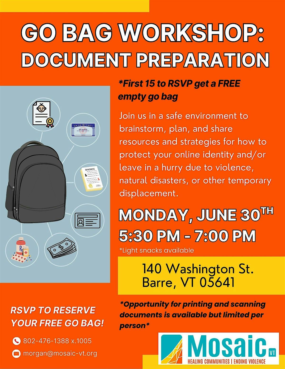 Go Bag Workshop: Document Preparation, 30 June | Event in Barre | AllEvents