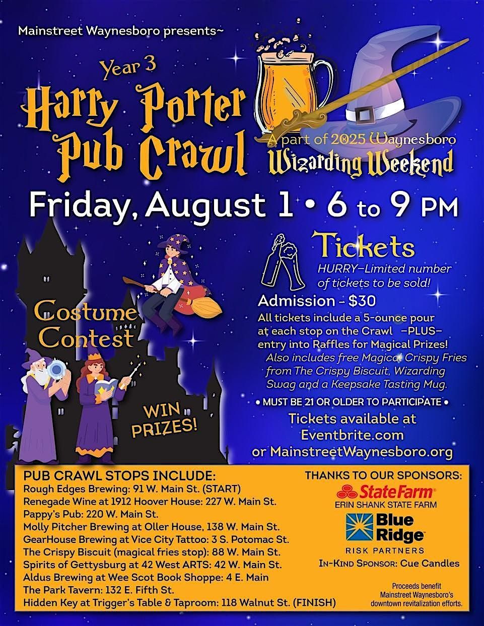 Harry Porter Pub Crawl, 1 August | Event in Waynesboro | AllEvents