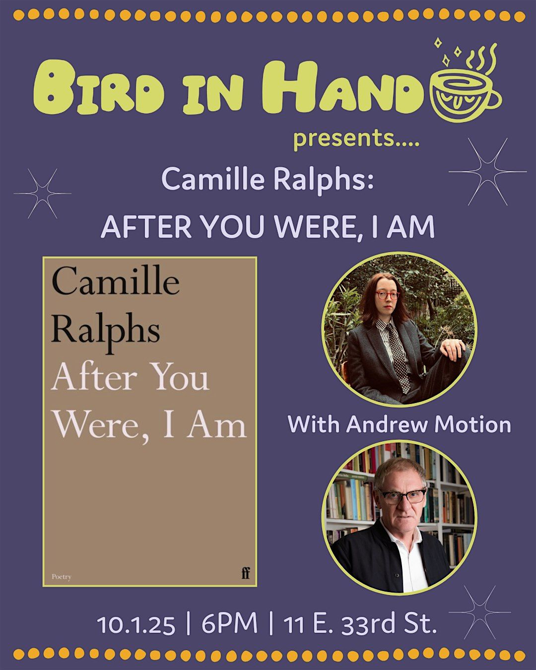 Camille Ralphs: AFTER YOU WERE, I AM (with Andrew Motion), 1 October | Event in Baltimore | AllEvents