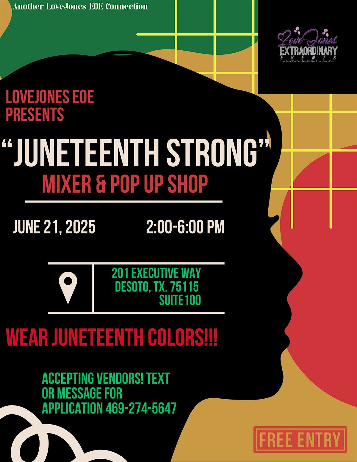 LoveJones EXTRAordinary Events “Juneteenth Strong”Mixer & PopUp Shop, 21 June | Event in DeSoto | AllEvents