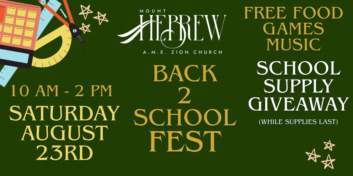 Mount Hebrew A.M.E. Zion Church Back to School Fest, 23 August | Event in Fayetteville | AllEvents