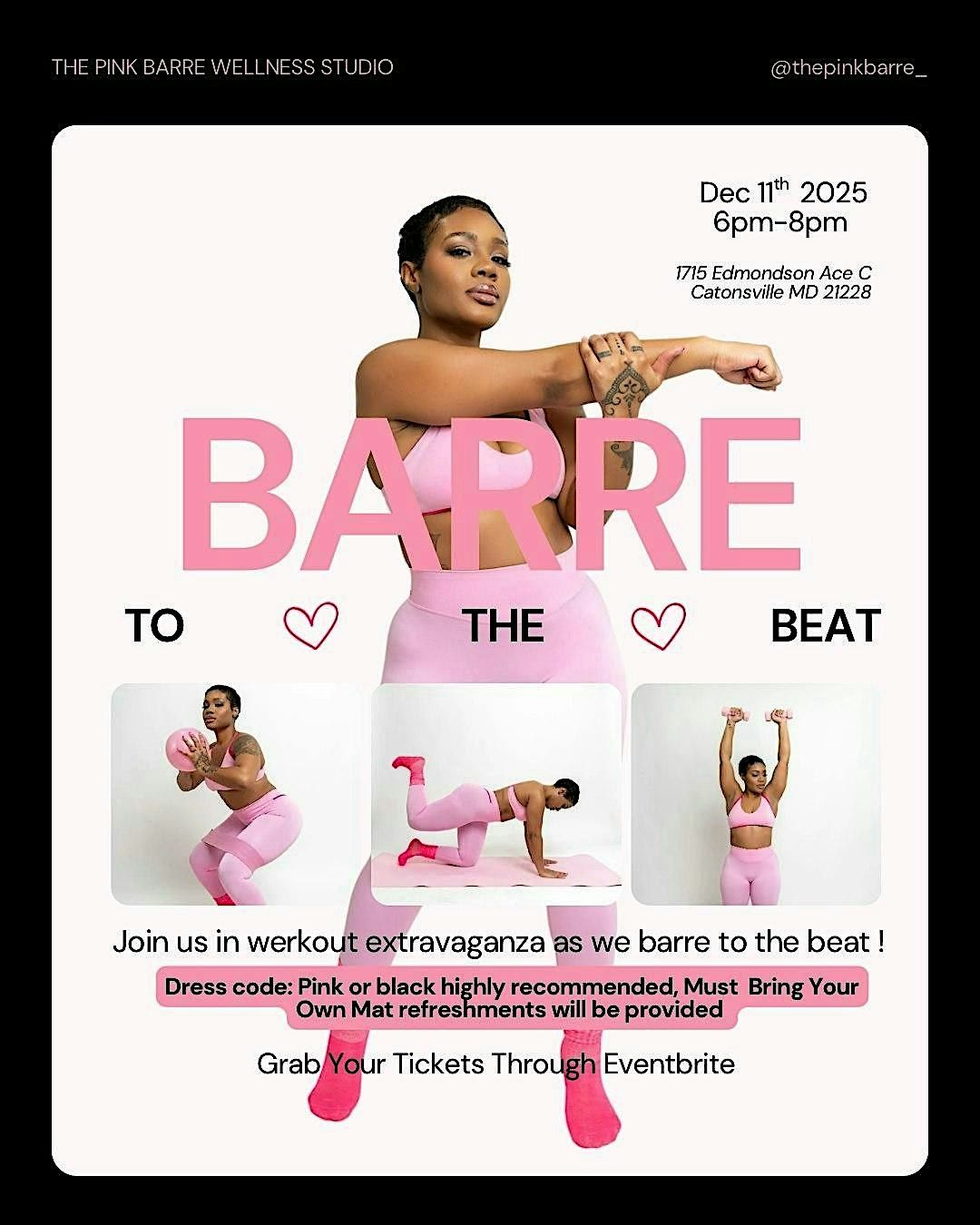 The Pink Barre: Barre To The Beat, 11 December | Event in Catonsville | AllEvents
