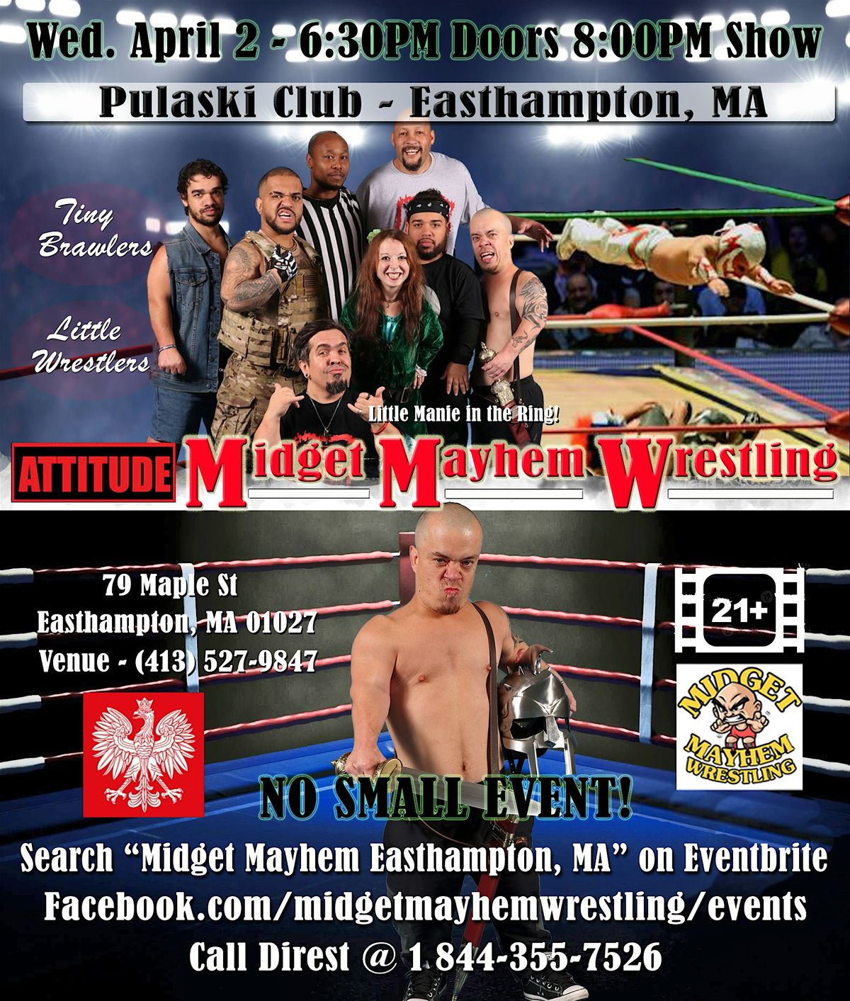 Midget Mayhem Wrestling with Attitude Goes Wild! Easthampton MA 21+, 8 December | Event in Easthampton | AllEvents