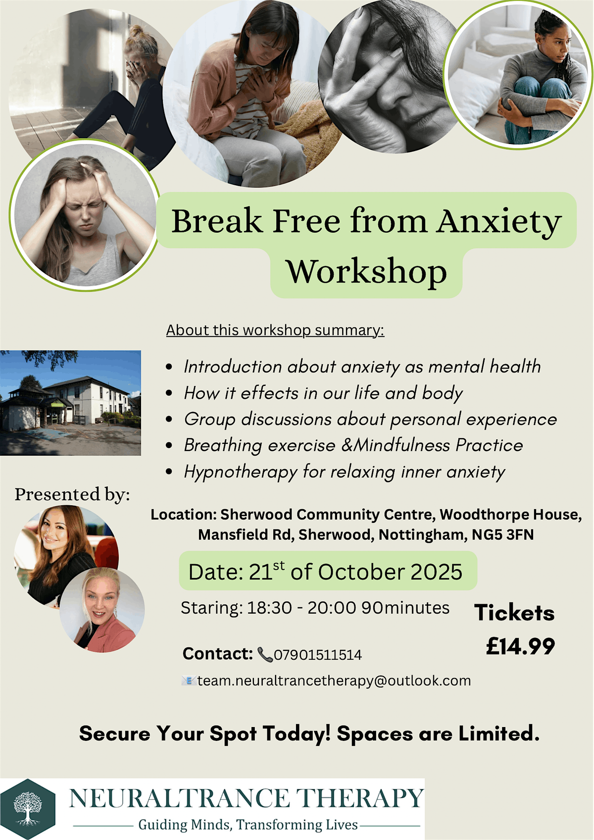 Break Free from Anxiety Workshop, 21 October | Event in Nottingham | AllEvents
