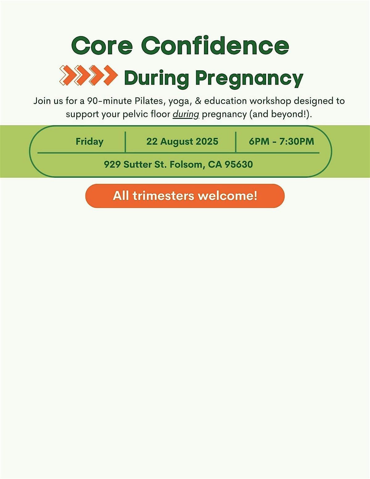 Core Confidence during Pregnancy: A Pelvic Floor Workshop, 22 August | Event in Folsom | AllEvents