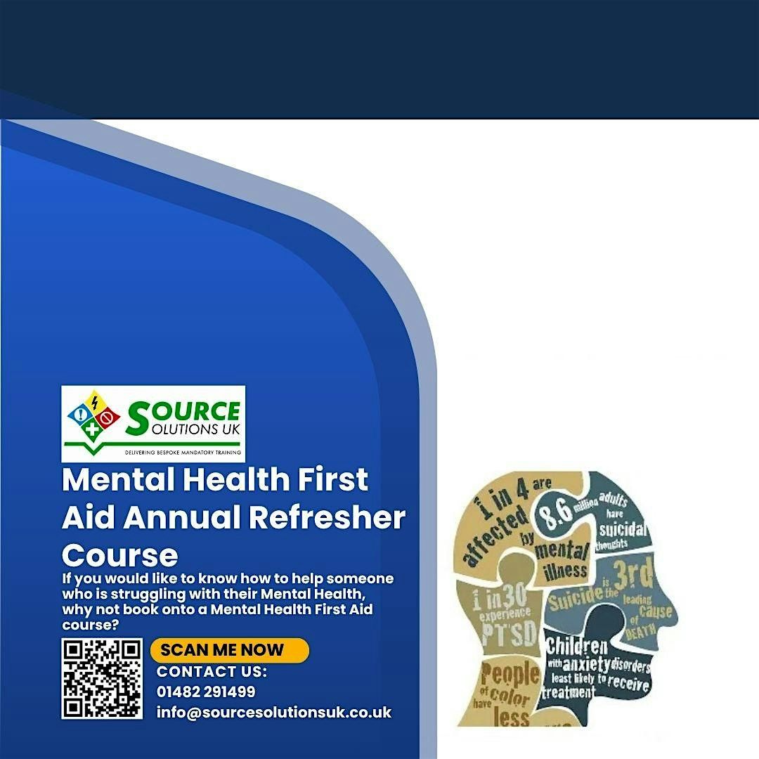 Mental Health First Aid Annual Refresher Course 1/2 day - £150