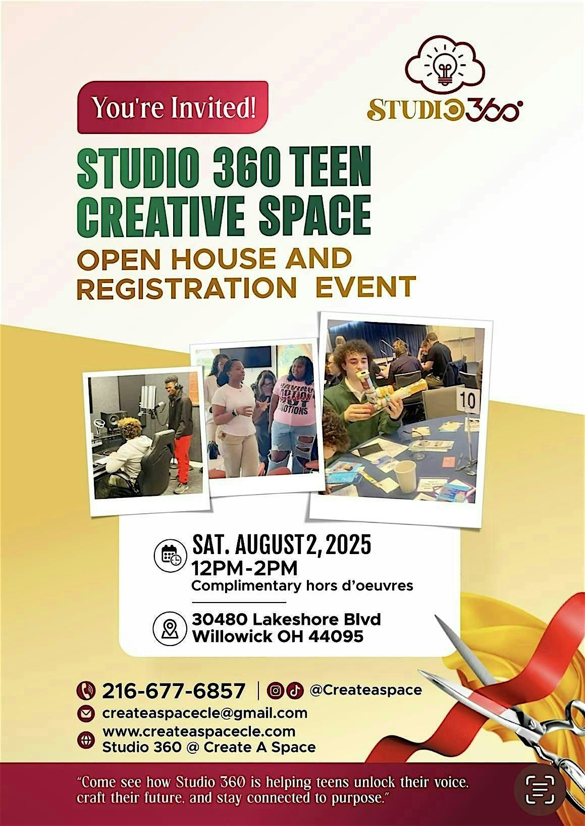 Studio 360 Teen Creative Space, 2 August | Event in Willowick | AllEvents