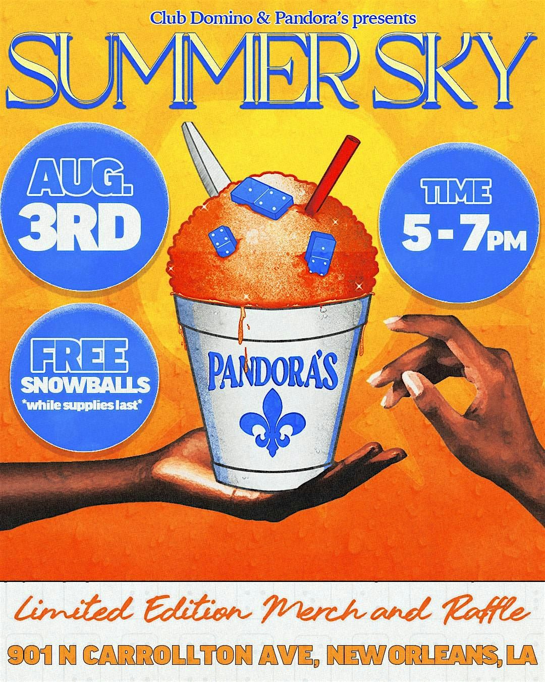 Summer Sky: Club Domino x Pandora’s Snowballs, 3 August | Event in New Orleans | AllEvents