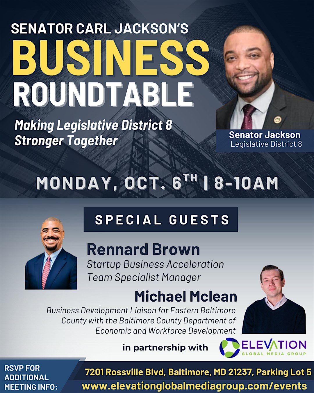 Senator Jackson's Business Roundtable, 6 October | Event in Baltimore | AllEvents