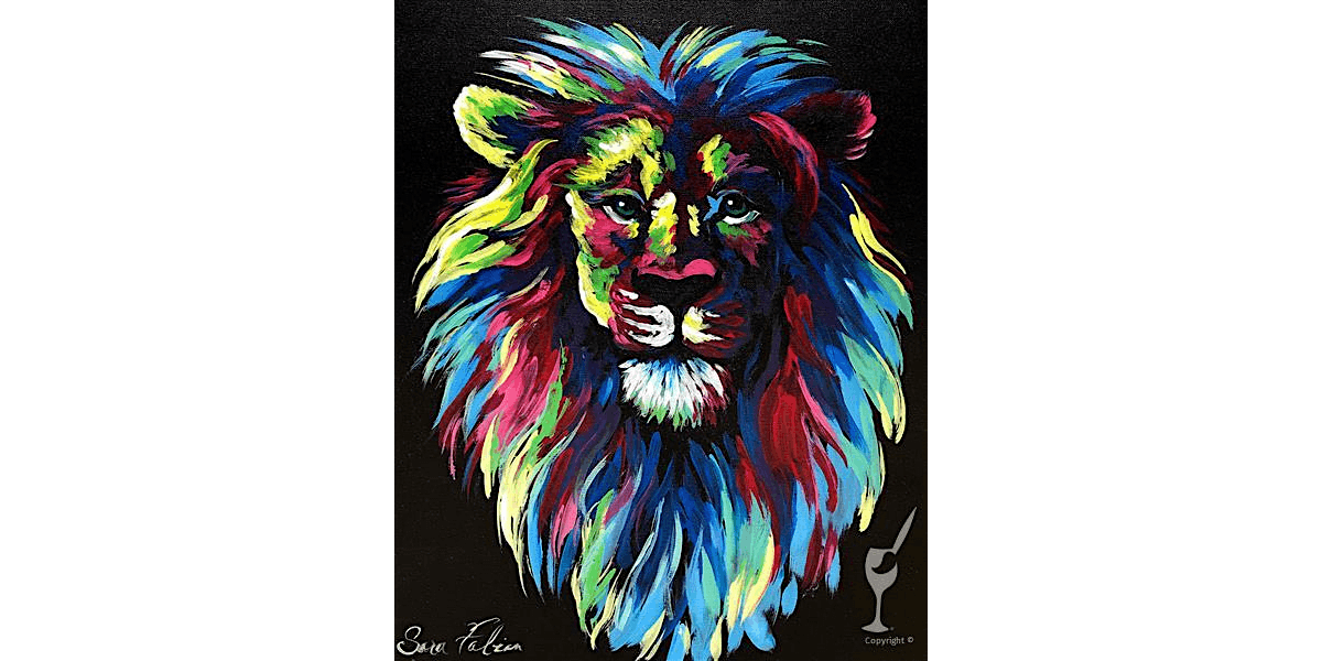 The Fierce Lion Roars Proudly at Night - Paint and Sip in Houston | Classpop!™, 14 August | Event in Baytown