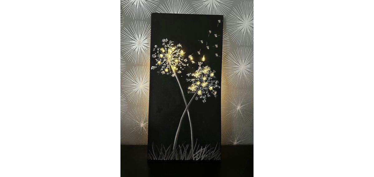 Wishing Flower Crushed Glass Canvas w lights Paint & Sip Art Class Akron, 9 July | Event in Akron | AllEvents