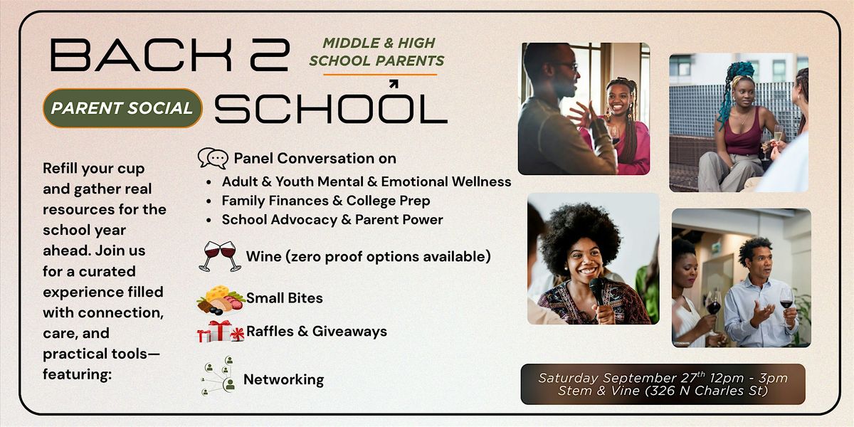 Back 2 School: Parent Social, 27 September | Event in Baltimore | AllEvents