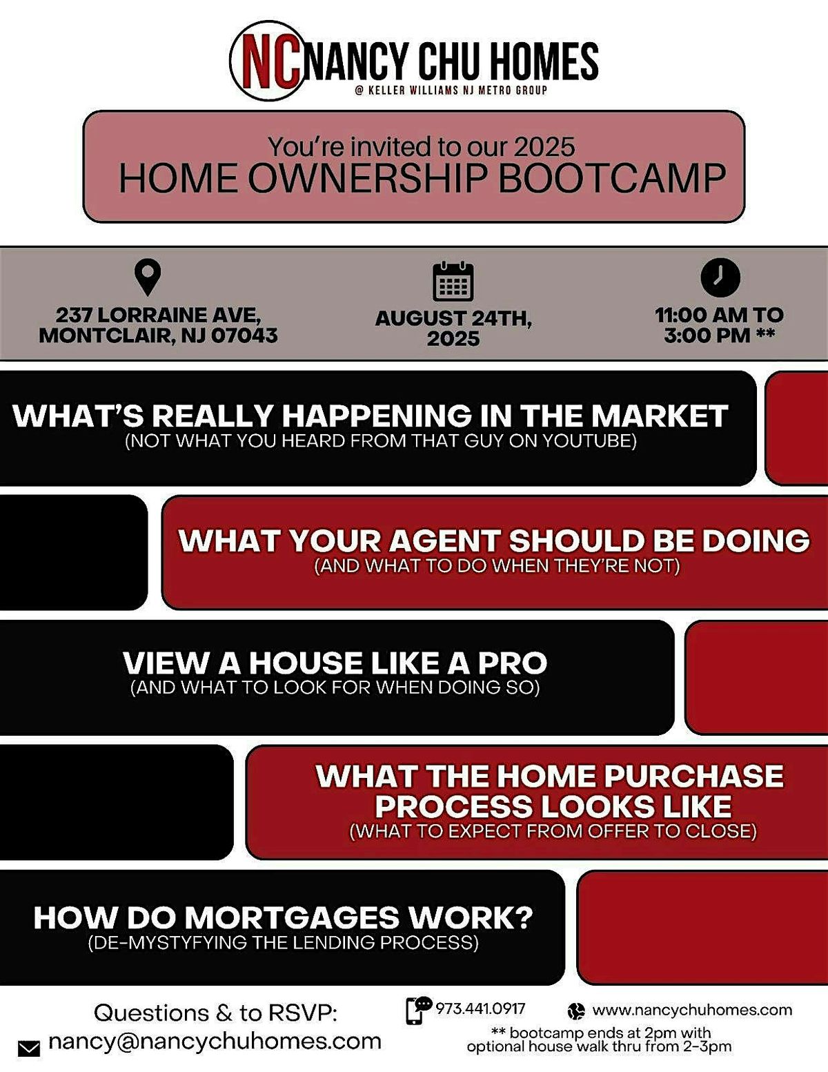 NJ Home Onwership Bootcamp: Real Estate  Market  & Process - Offer to Close, 24 August | Event in Montclair